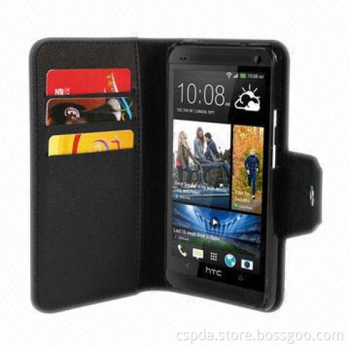PU Leather Wallet Book Folio Case for HTC One M7